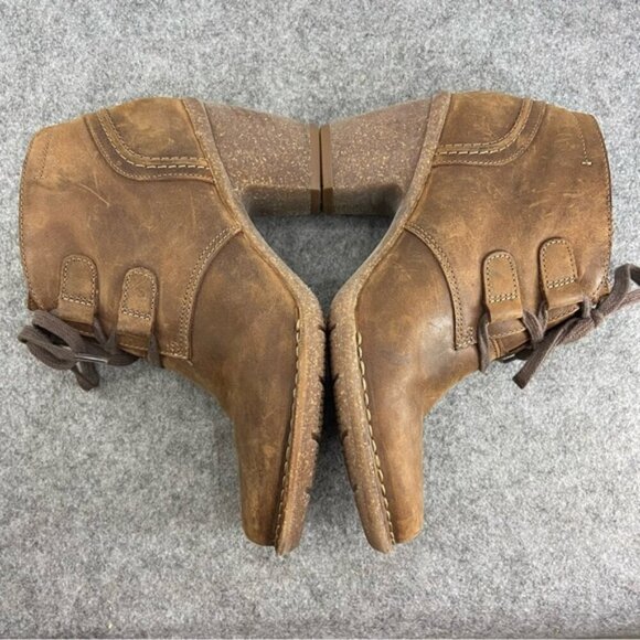 Clarks Artisan CARLETA LYON Brown Leather Lace Up Ankle Boot Boho Women’s 7.5M - Picture 6 of 13